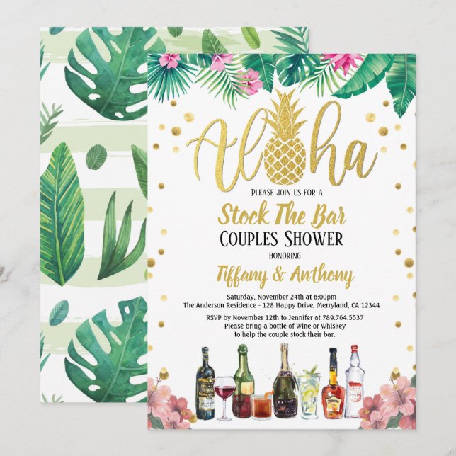 Tropical Stock The Bar Invitation Engagement Party (Front/Back)