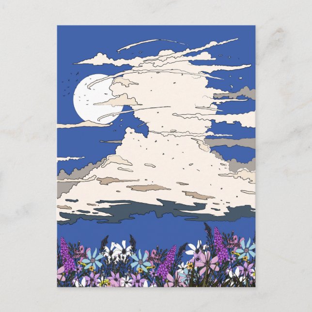 Tropical Storm and Flowers Postcard (Front)