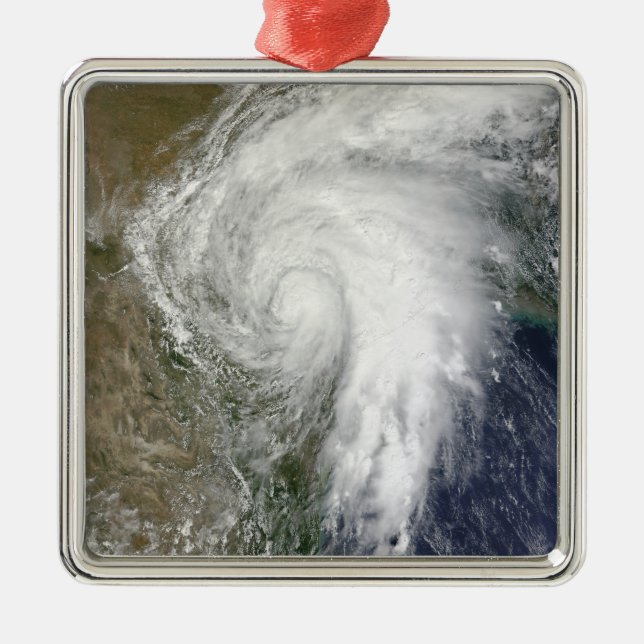 Tropical Storm Hermine over Texas Metal Tree Decoration (Front)