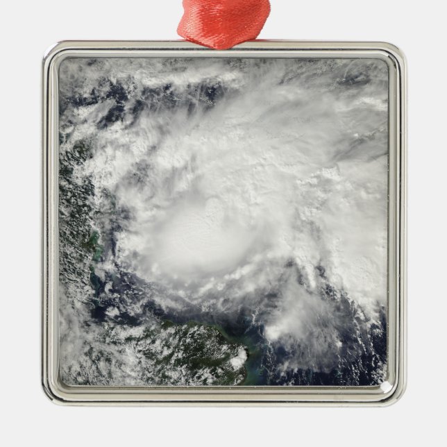 Tropical Storm Ida in the Caribbean Sea Metal Tree Decoration (Front)