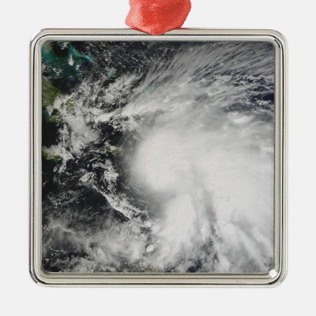 Tropical Storm Noel over Haiti Metal Tree Decoration (Front)