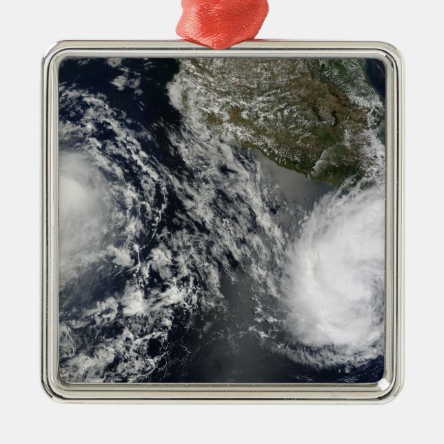 Tropical Storms Blas and Celia Metal Tree Decoration (Front)