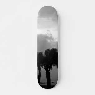 Tropical Stormy Skies Grayscale Skateboard