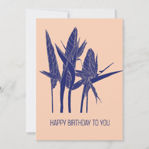 Tropical strelitzia flowers line art. holiday card