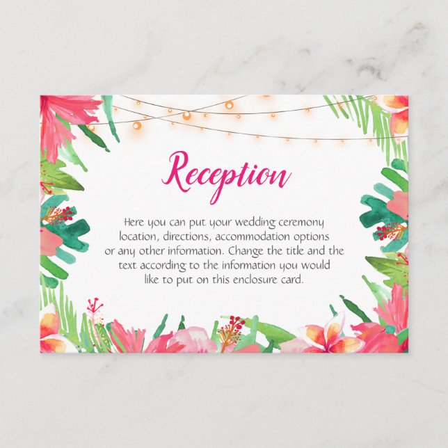 Tropical String Lights Floral Wedding Enclosure (Front)
