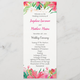 Tropical String Lights Floral Wedding Program Programme
