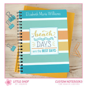 Tropical Stripes Beach Days Monogrammed Notebook