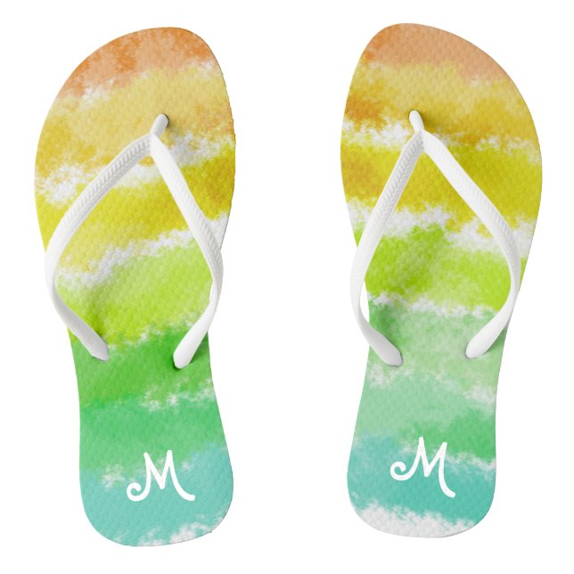 Tropical Stripes Monogrammed Flip Flops (Footbed)