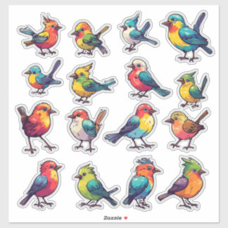 Tropical Style Colourful Bird Sticker Set 🐦
