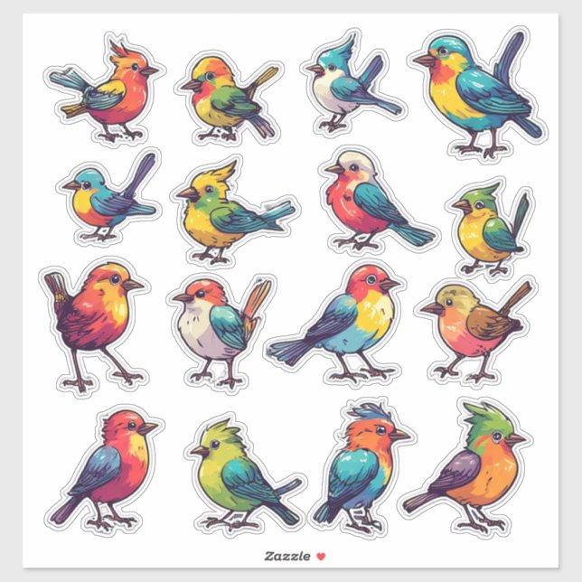 Tropical Style Colourful Bird Sticker Set 🐦 (Sheet)