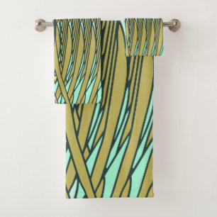 Tropical style feathers illustrated towel set