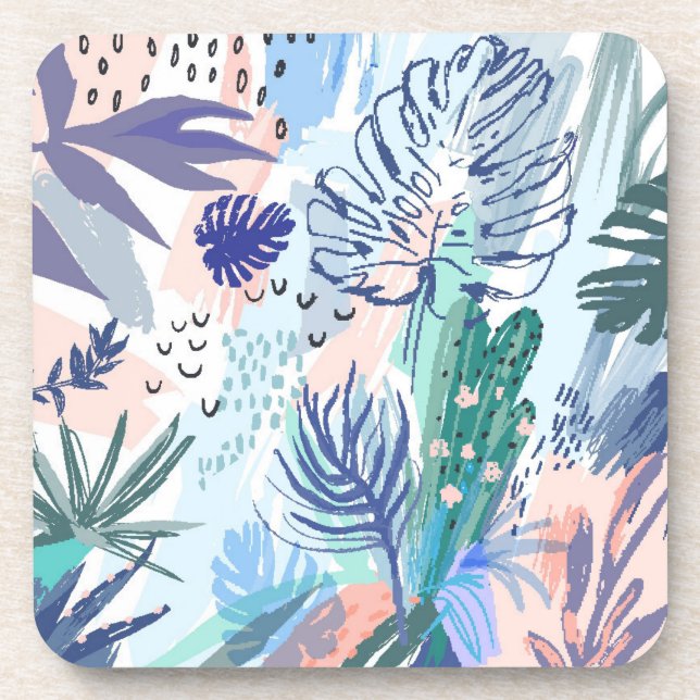 Tropical Style Floral Pattern Coaster (Front)