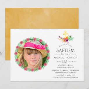 Tropical Summer Baptism or Christening Invitation