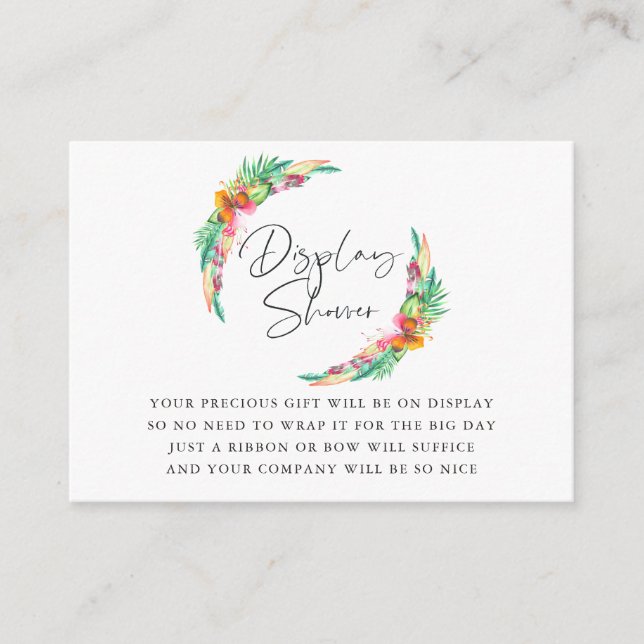 Tropical Summer Beach Baby Shower Display Shower Enclosure Card (Front)