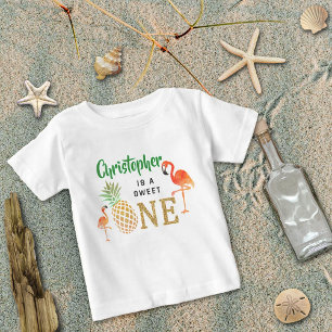 Tropical Summer Beach Luau Boys 1st Birthday Baby T-Shirt