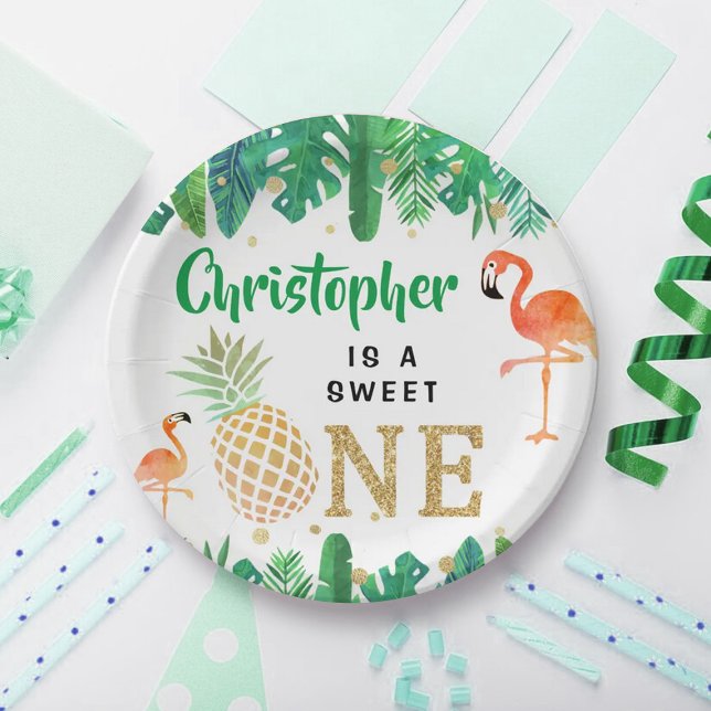 Tropical Summer Beach Luau Boys 1st Birthday Paper Plate (Creator Uploaded)