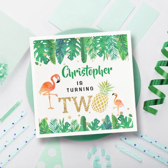 Tropical Summer Beach Luau Boys 2nd Birthday Napkin (Creator Uploaded)