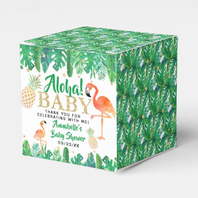 Tropical Summer Beach Luau Boys Baby Shower Favour Box (Front Side)