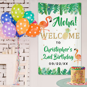 Tropical Summer Beach Luau Boys Birthday Welcome Banner