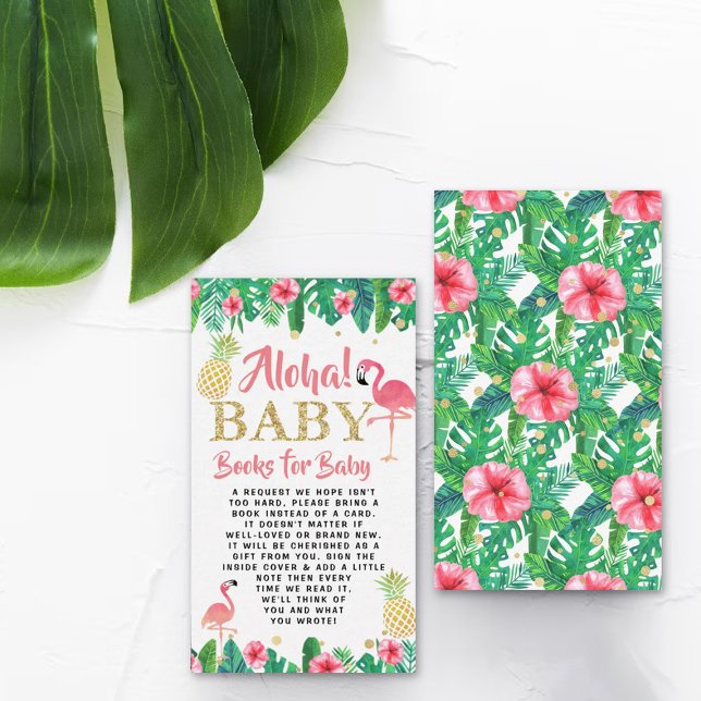 Tropical Summer Beach Luau Girl Baby Shower Book Enclosure Card (Creator Uploaded)