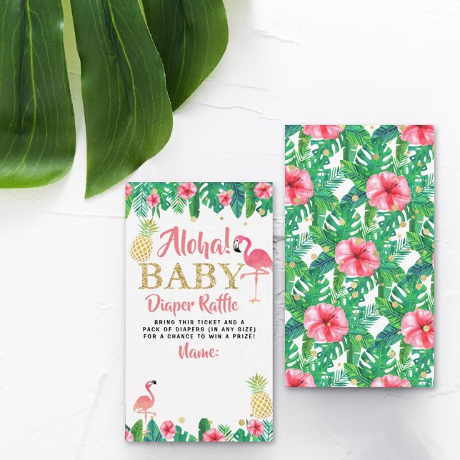 Tropical Summer Beach Luau Girl Baby Shower Diaper Enclosure Card (Creator Uploaded)