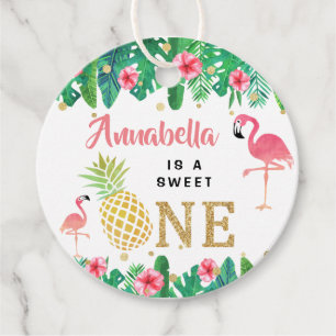 Tropical Summer Beach Luau Girls 1st Birthday Favour Tags