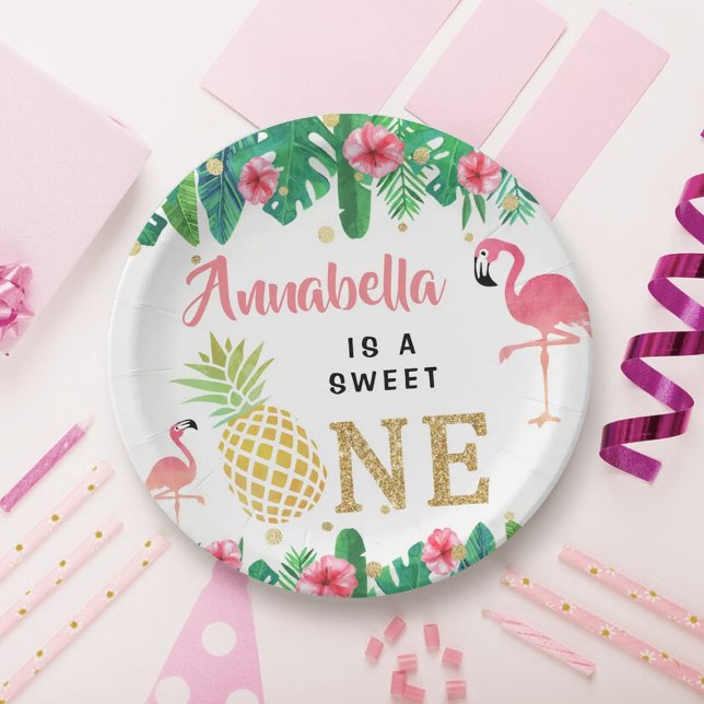 Tropical Summer Beach Luau Girls 1st Birthday Paper Plate (Creator Uploaded)