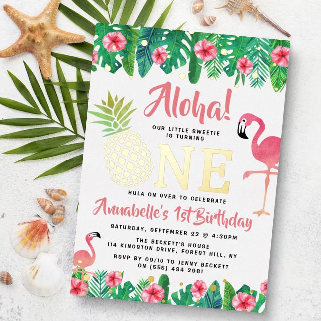 Tropical Summer Beach Luau Girls 1st Birthday Real (Creator Uploaded)