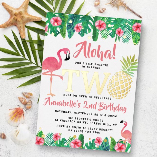 Tropical Summer Beach Luau Girls 2nd Birthday Real (Creator Uploaded)