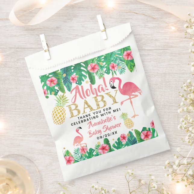 Tropical Summer Beach Luau Girls Baby Shower Favour Bags (Clipped)