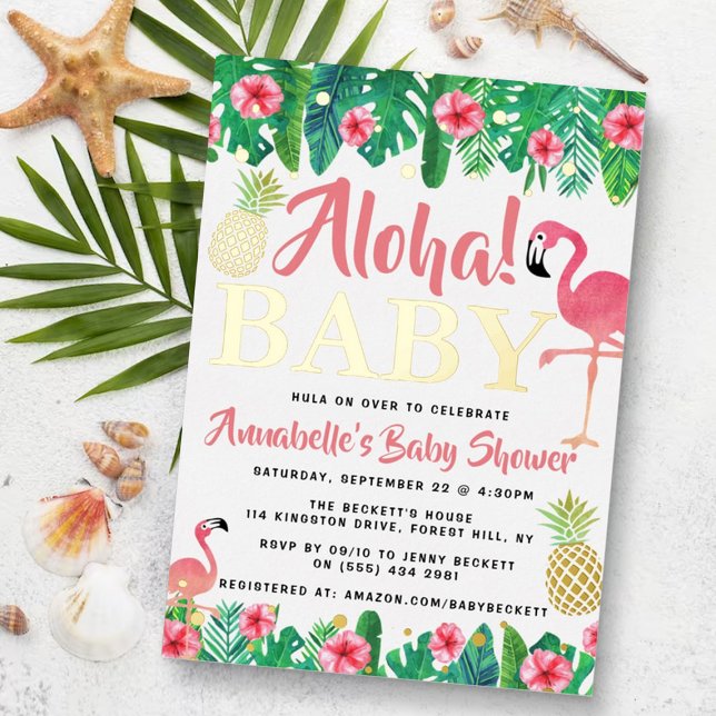Tropical Summer Beach Luau Girls Baby Shower Real (Creator Uploaded)