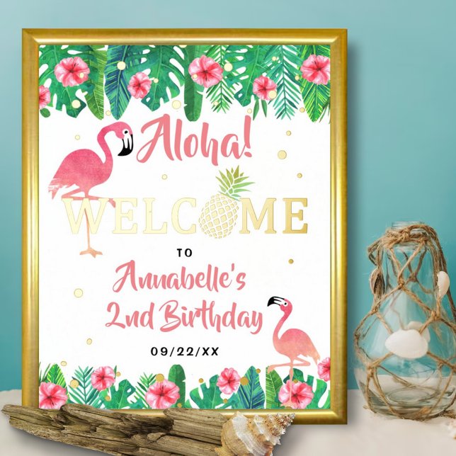 Tropical Summer Beach Luau Girls Birthday Welcome Foil Prints (Creator Uploaded)