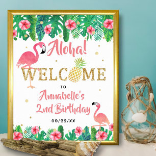 Tropical Summer Beach Luau Girls Birthday Welcome Poster