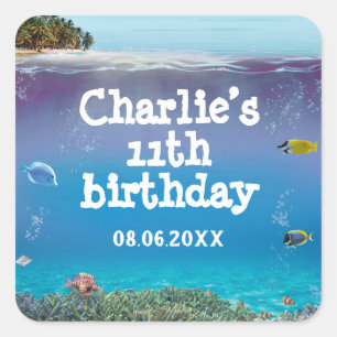 Tropical Summer Beach Party Thank You Square Stick Square Sticker