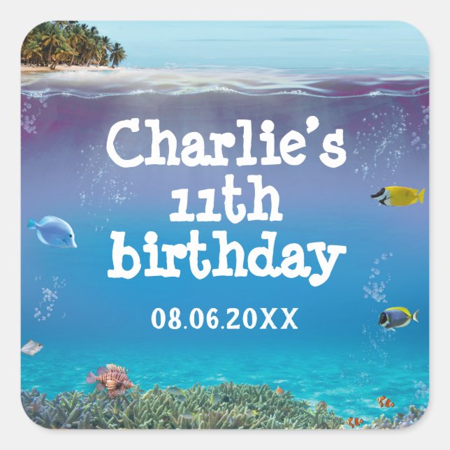 Tropical Summer Beach Party Thank You Square Stick Square Sticker (Front)