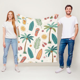 Tropical Summer Beach Pattern (1) Fleece Blanket