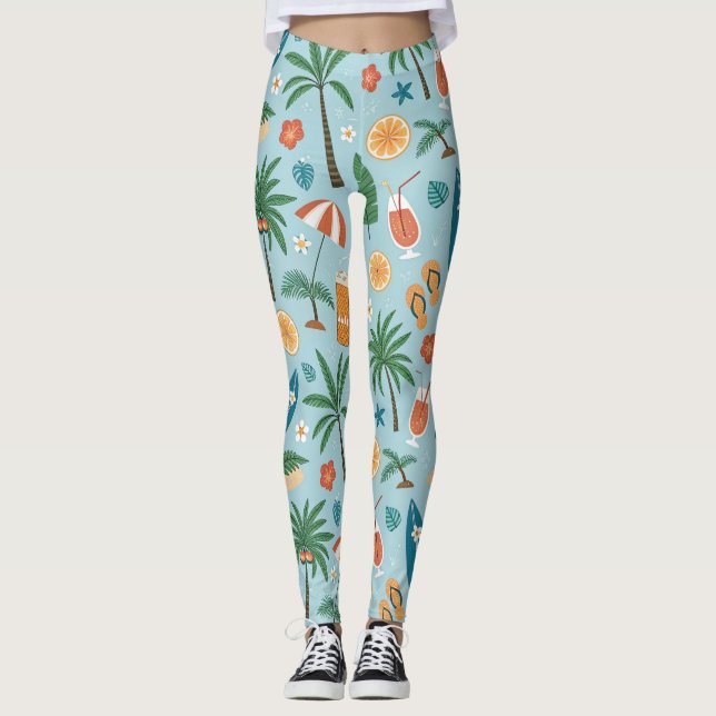 Tropical Summer Beach Pattern (2) Leggings (Front)