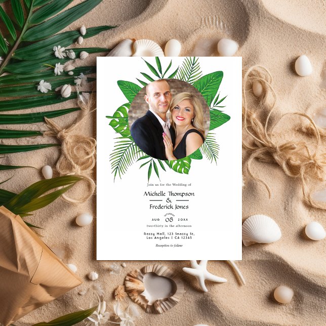 Tropical Summer Beach Photo Wedding Invitation (Creator Uploaded)