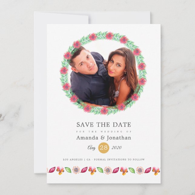 Tropical Summer Beach Photo Wedding Save The Date (Front)