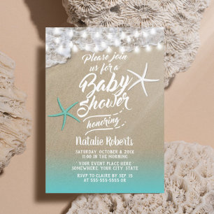 Tropical Summer Beach Starfish Baby Shower Invitation