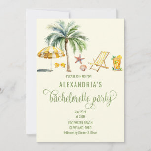 Tropical Summer Beach Theme Bachelorette Party Invitation