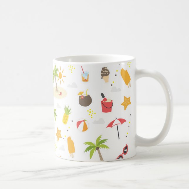 Tropical Summer Beach Vacation Pattern Design Coffee Mug (Right)