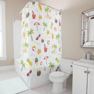 Tropical Summer Beach Vacation Pattern Design Shower Curtain