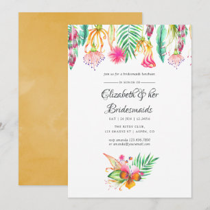 Tropical Summer Beach Wedding Bridesmaids Luncheon Invitation
