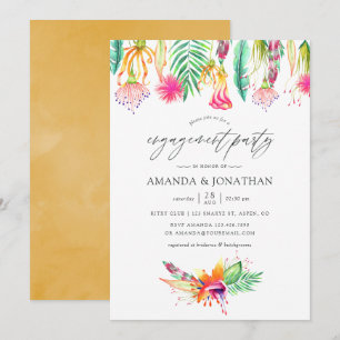 Tropical Summer Beach Wedding Engagement Party Invitation