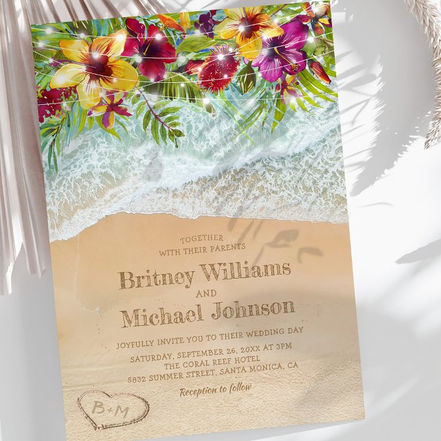 Tropical Summer Beach Wedding Invitation (Creator Uploaded)