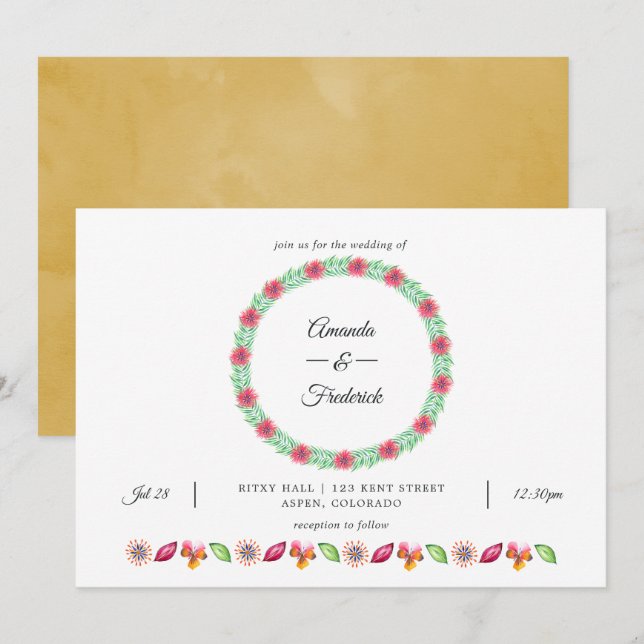 Tropical Summer Beach Wedding Invitation (Front/Back)