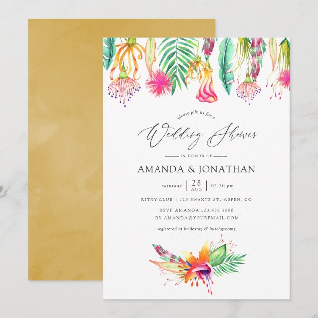 Tropical Summer Beach Wedding Shower Invitation (Front/Back)