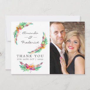 Tropical Summer Beach Wedding Thank You Card