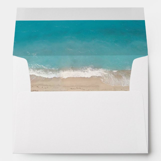 Tropical Summer Beach Wedding with Return Address Envelopes (Back (Bottom))